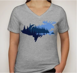 Down Wind Sports Women's UP Moose V-Neck Local Goods