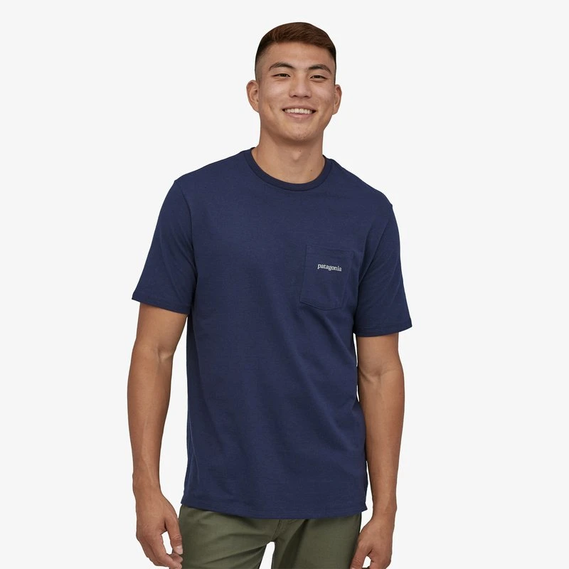 Coupon 🤩 Patagonia Men's Line Logo Ridge Pocket Responsibili-Tee 🥰 3 Patagonia Men's Line Logo Ridge Pocket Responsibili-Tee