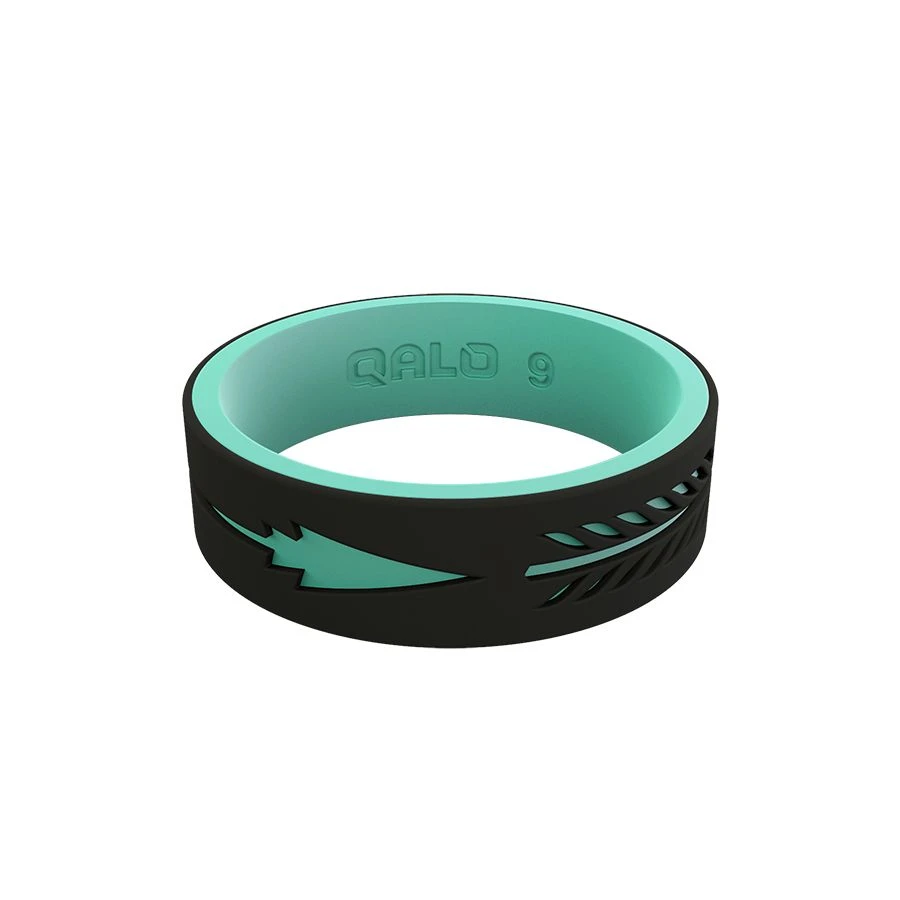 New ❤️ Down Wind Sports QALO 👩 Women's Strata Black & Aqua Arrow Ring Gifts 🌟 1 Down Wind Sports QALO Women's Strata Black & Aqua Arrow Ring Gifts