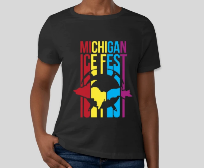 Brand new 👍 Down Wind Sports Michigan Ice Fest 👩 Women's Colors Tee More Climbing Gear 🤩 1 Down Wind Sports Michigan Ice Fest Women's Colors Tee More Climbing Gear